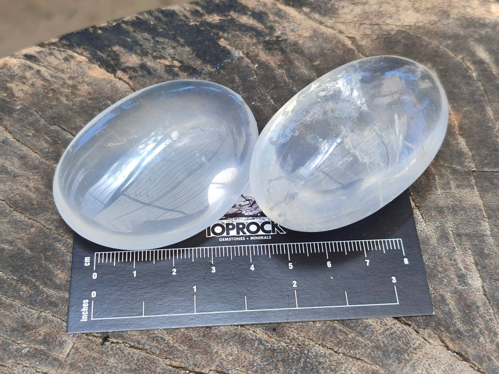 Polished Girasol Pearl Quartz Palm Stones x 12 From Ambatondrazaka, Madagascar