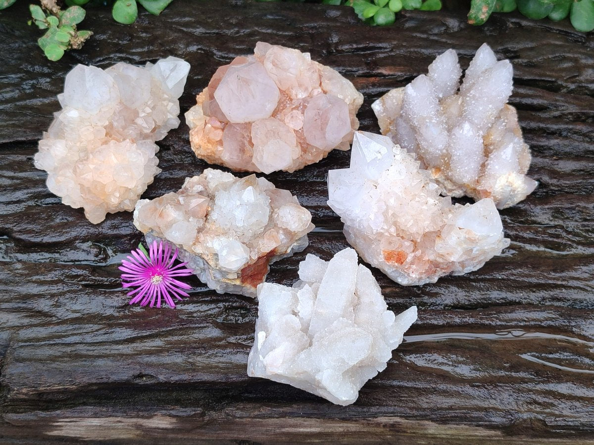 Natural White and Lilac Amethyst Spirit Clusters x 6 From Boekenhouthoek, South Africa