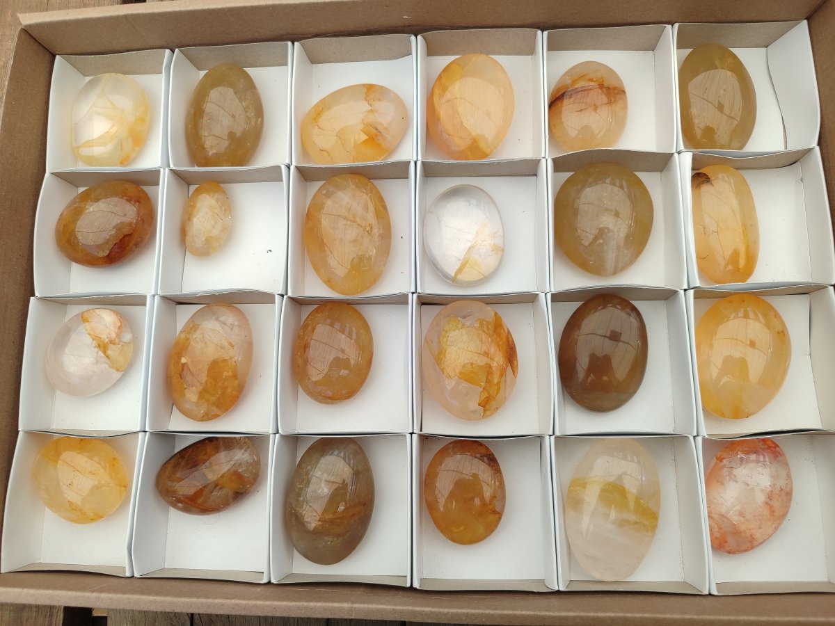 Polished Golden Healer Quartz Crystal Galets x 24 From Ambatofinandrahana, Madagascar