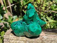 Polished Flower Banded Malachite Free Forms x 3 From Congo