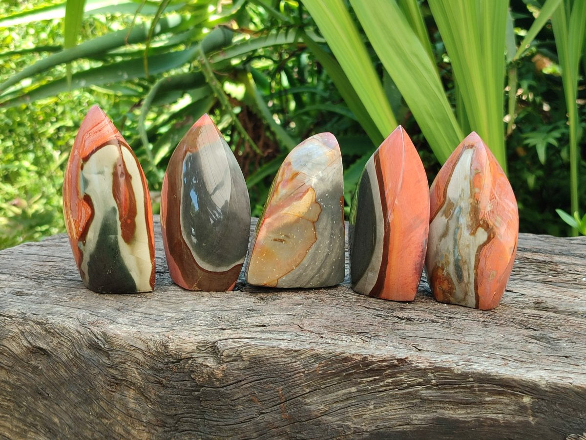 Polished Polychrome Jasper Flame x 12 From NW Coast, Madagascar