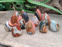 Polished Polychrome Jasper Flame x 12 From NW Coast, Madagascar