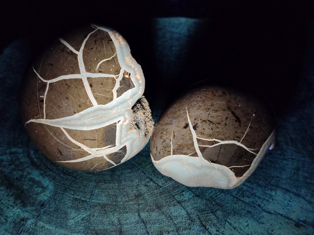 Polished Septerye Sauvage "Dragons Egg" Geodes x 3 From Mahajanga, Madagascar