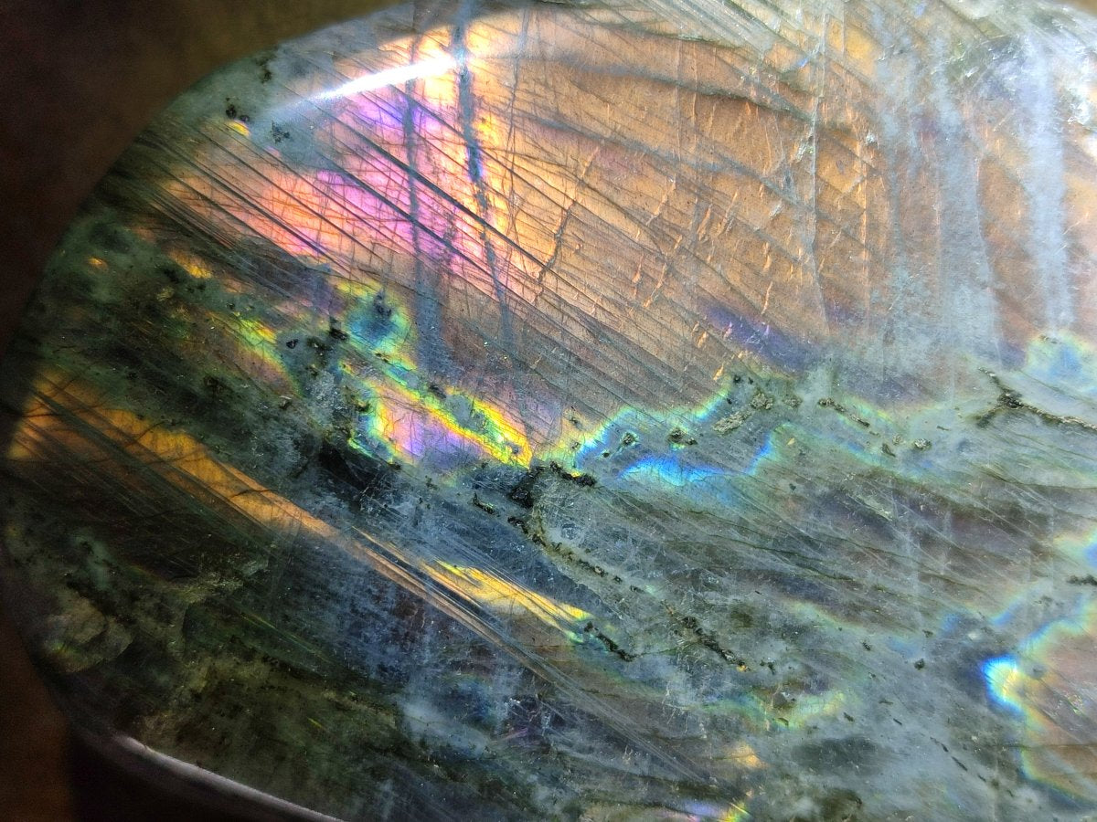 Polished Rare Purple Sunset Flash Labradorite Standing Free Forms x 3 From Madagascar