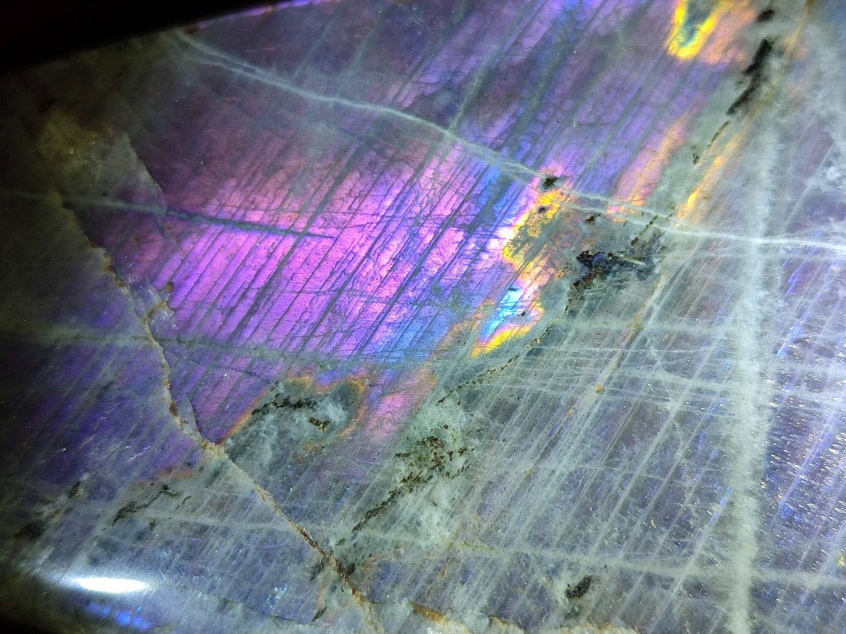 Polished Rare Purple Sunset Flash Labradorite Standing Free Forms x 3 From Madagascar - Toprock Gemstones and Minerals 