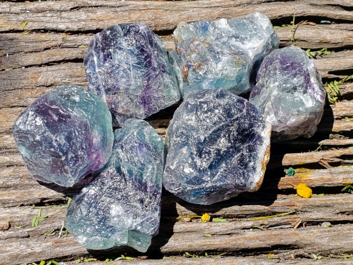 Natural Watermelon Fluorite Cobbed Specimens x 24 From Uis, Namibia
