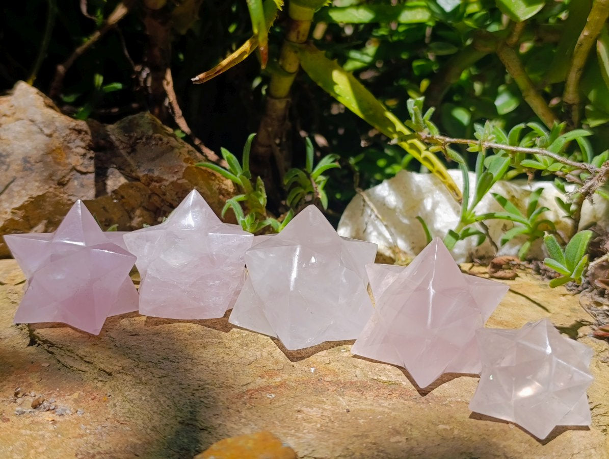 Hand Made Gemmy Rose Quartz Merkabahs x 5 From Madagascar - Toprock Gemstones and Minerals 