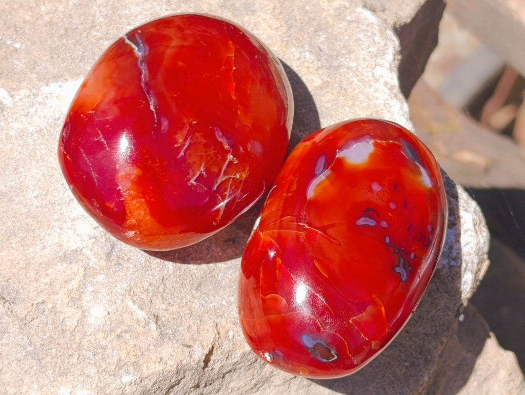 Polished Carnelian Agate Gemstone Galets x 24 From Madagascar