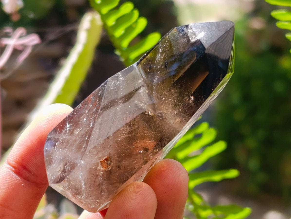 Polished Smokey Window Quartz Crystals x 12 From Madagascar