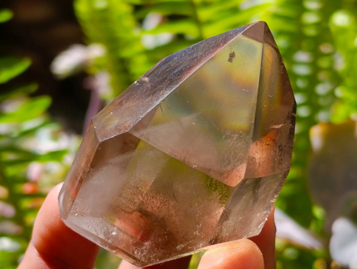 Polished Smokey Window Quartz Crystals x 12 From Madagascar