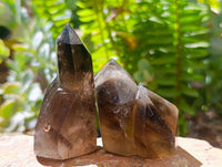 Polished Smokey Window Quartz Crystals x 12 From Madagascar