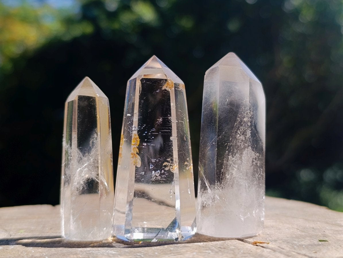 Polished Smokey Window Quartz Crystals x 12 From Madagascar