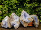 Natural Blue Lace Agate Geode Specimens x 4 From Nsanje, Malawi