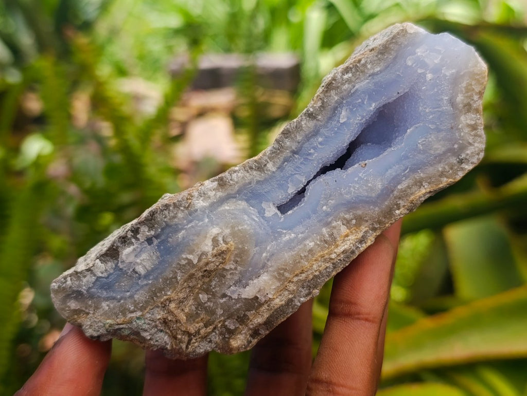 Natural Blue Lace Agate Geode Specimens x 4 From Nsanje, Malawi