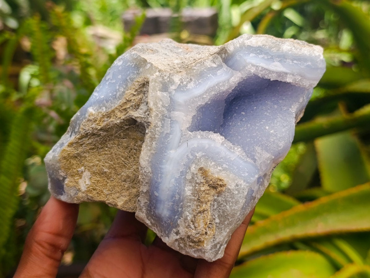 Natural Blue Lace Agate Geode Specimens x 4 From Nsanje, Malawi