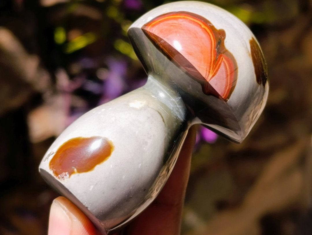 Polished Polychrome Jasper Mushrooms x 12 From NW Coast, Madagascar