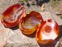 Polished Carnelian Agate Gemstone Bowl x 6 From Madagascar