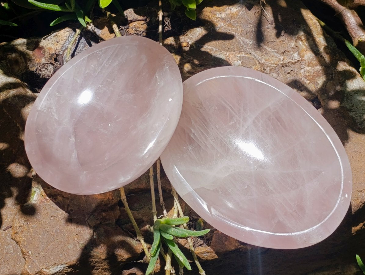Polished Gemmy Rose Quartz Bowls x 3 From Madagascar