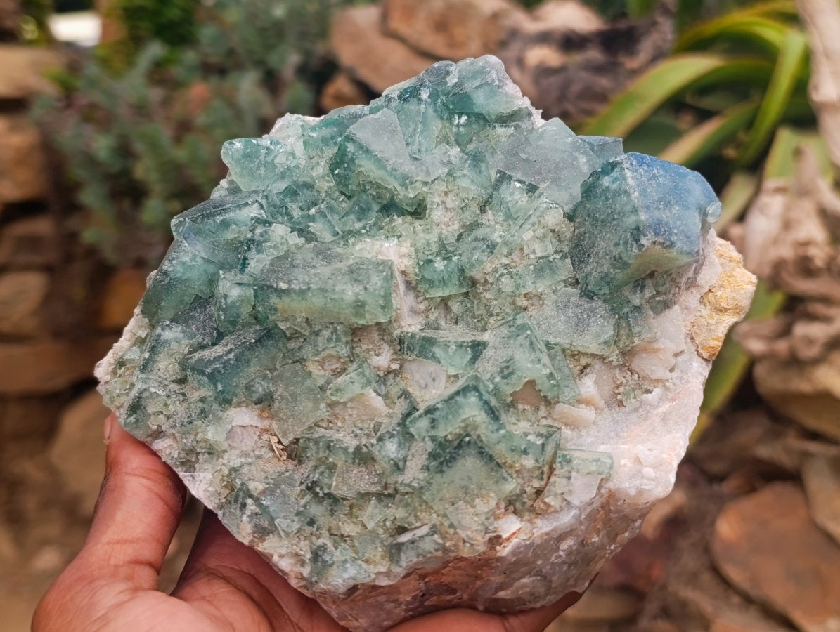 Natural Cubic Green Fluorite Cluster Specimen x 2 From Mandrosonoro, Madagascar