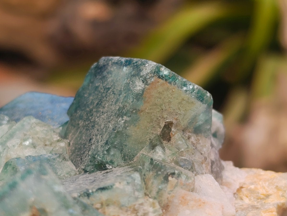 Natural Cubic Green Fluorite Cluster Specimen x 2 From Mandrosonoro, Madagascar