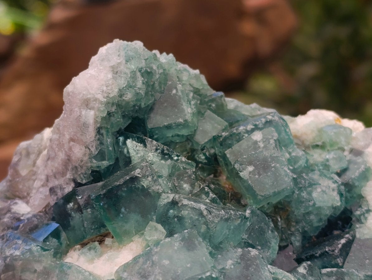 Natural Cubic Green Fluorite Cluster Specimen x 2 From Mandrosonoro, Madagascar