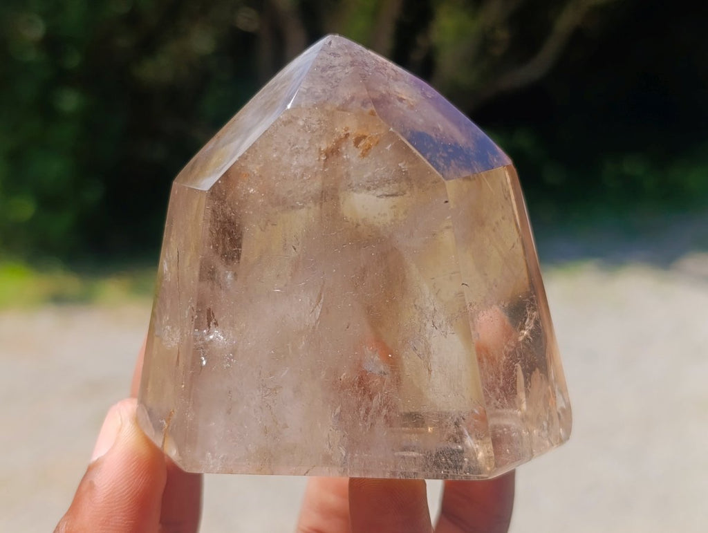 Mixed Polished Smokey Window Quartz Crystals x 4 From Madagascar