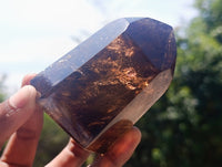 Mixed Polished Smokey Window Quartz Crystals x 4 From Madagascar