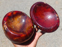Polished Carnelian Agate Gemstone Bowls x 2 From Madagascar