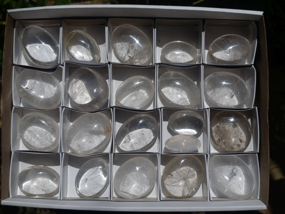 Polished Rock Crystal Galets x 20 From Amoron’i Mania, Madagascar