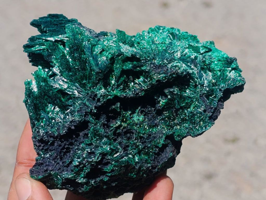 Natural Silky Malachite Specimens x 3 From Kasompe, Congo