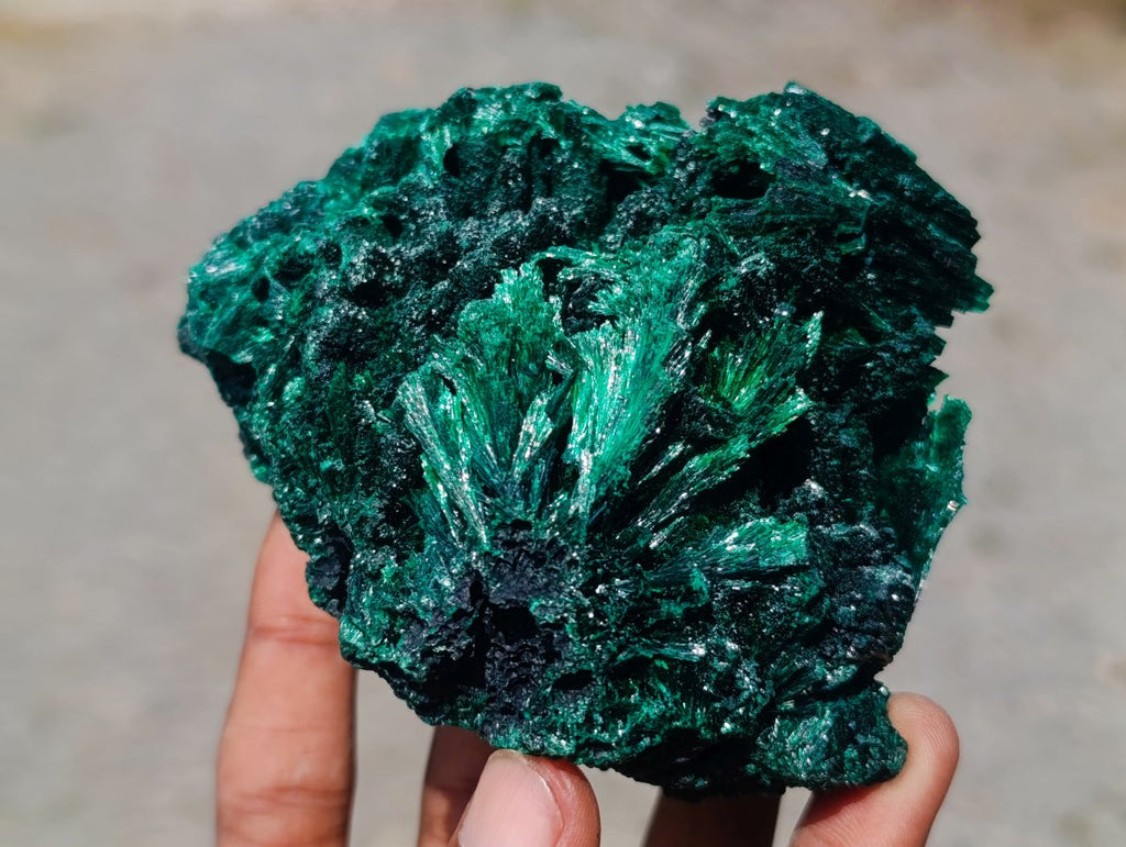 Natural Silky Malachite Specimens x 3 From Kasompe, Congo