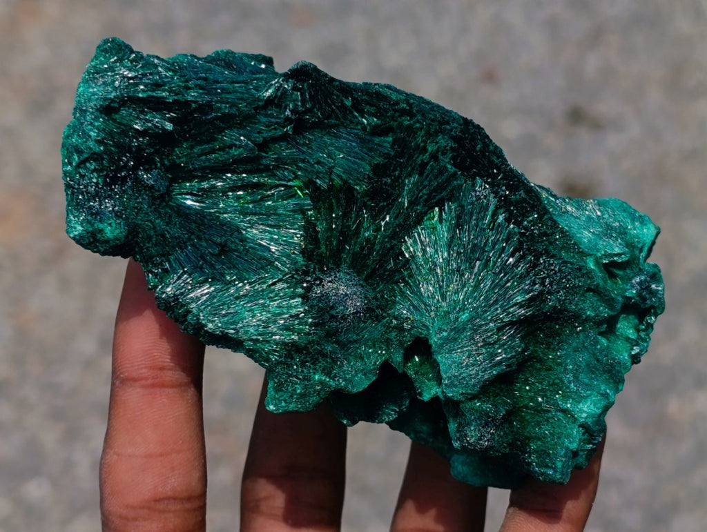 Natural Silky Malachite Specimens x 3 From Kasompe, Congo