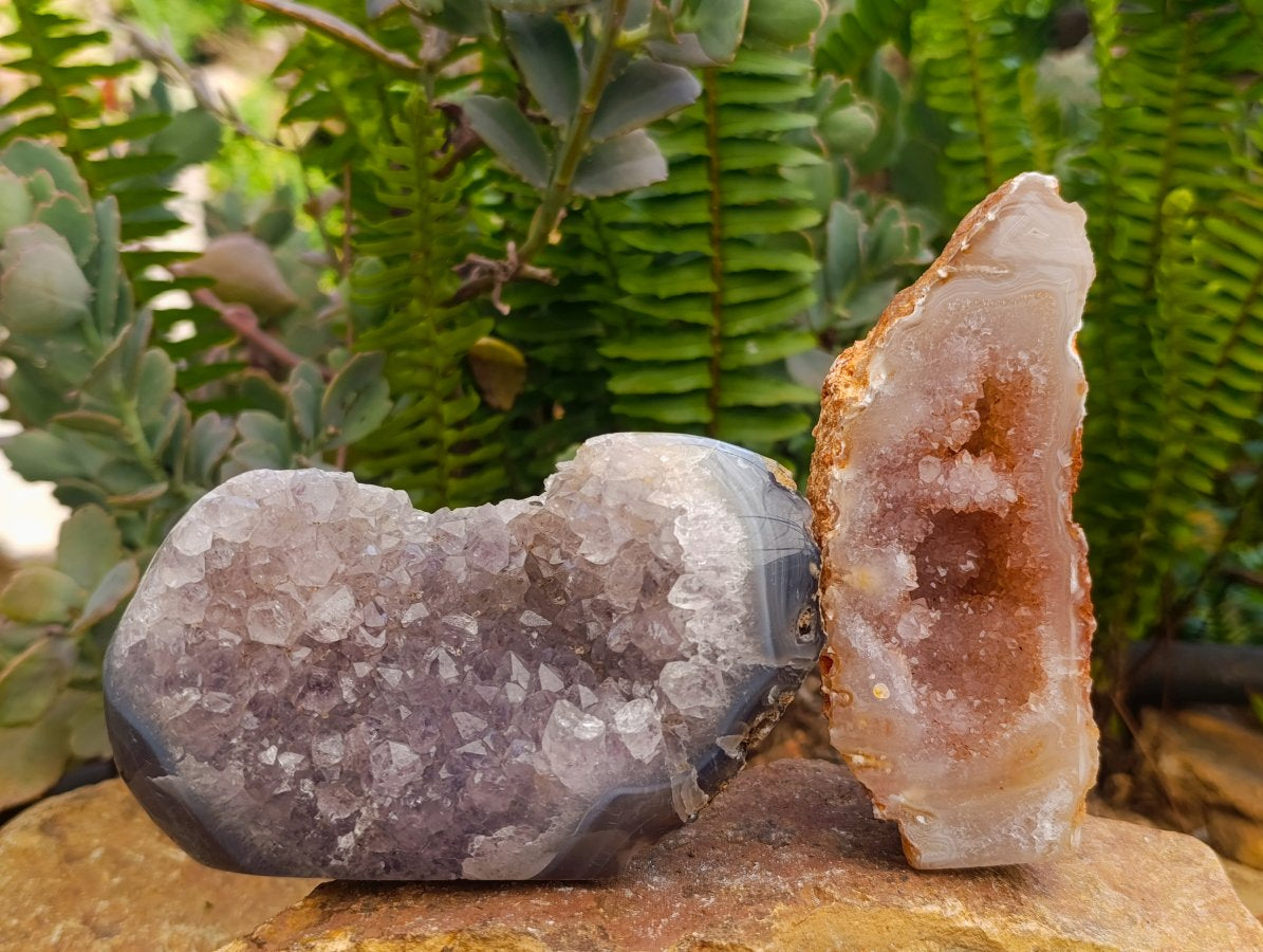 Polished Agate Amethyst Geodes x 4 From Maintirano, Madagascar