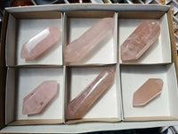 Polished Double Terminated Gemmy Rose Quartz Crystals x 6 From Madagascar