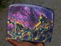 Polished Large Rare Purple Sunset Flash Labradorite Standing Free Form x 1 From Madagascar