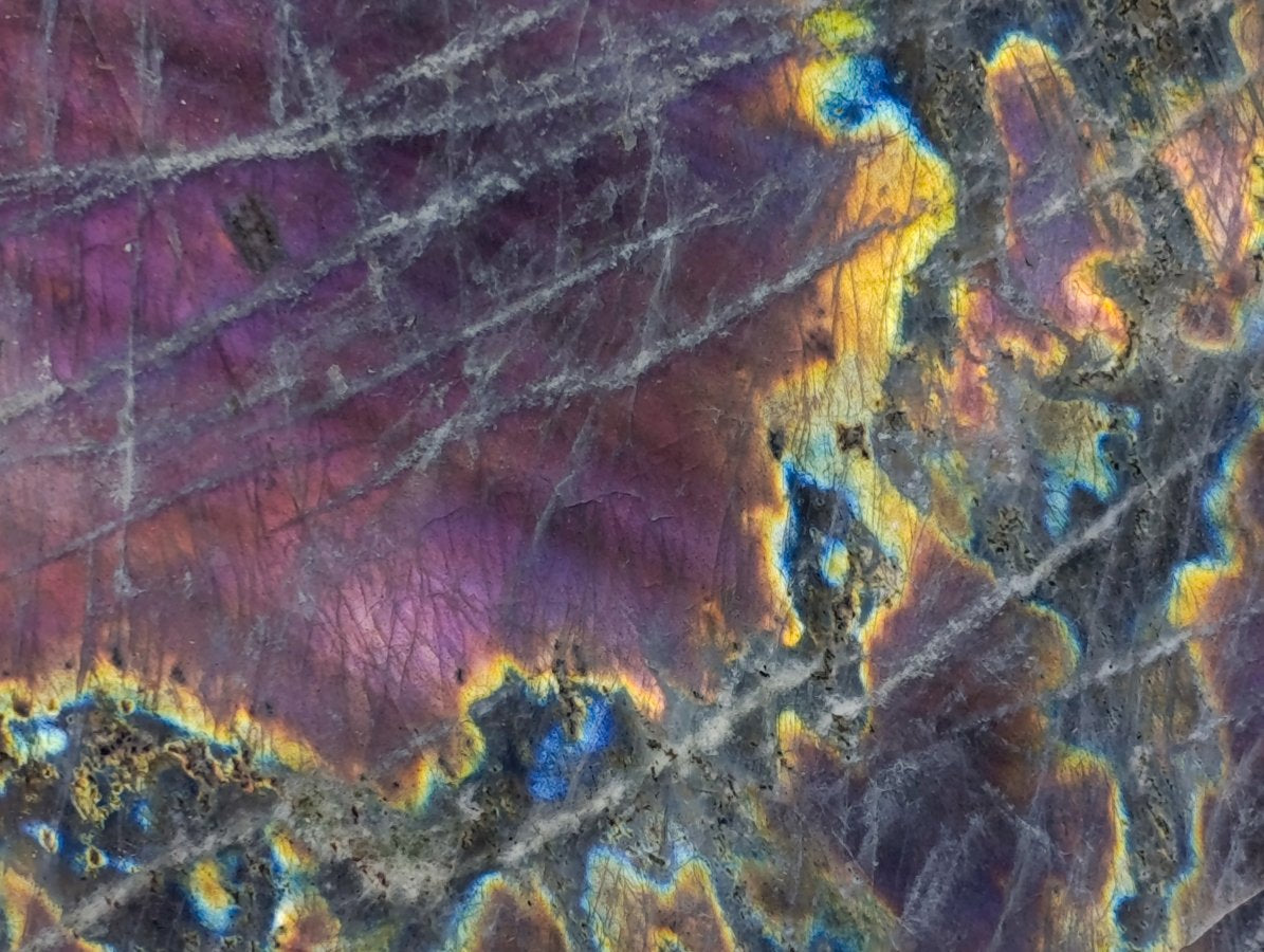 Polished Large Rare Purple Sunset Flash Labradorite Standing Free Form x 1 From Madagascar