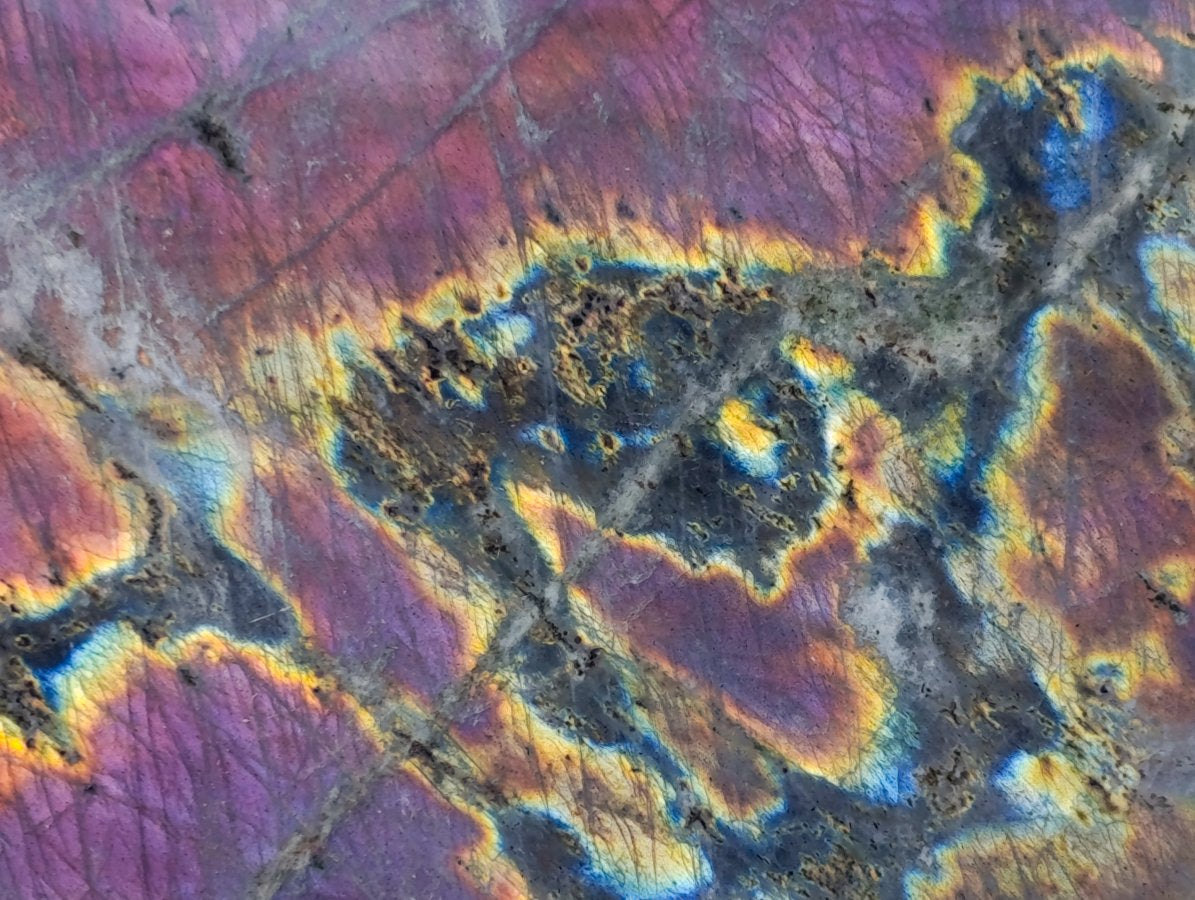 Polished Large Rare Purple Sunset Flash Labradorite Standing Free Form x 1 From Madagascar