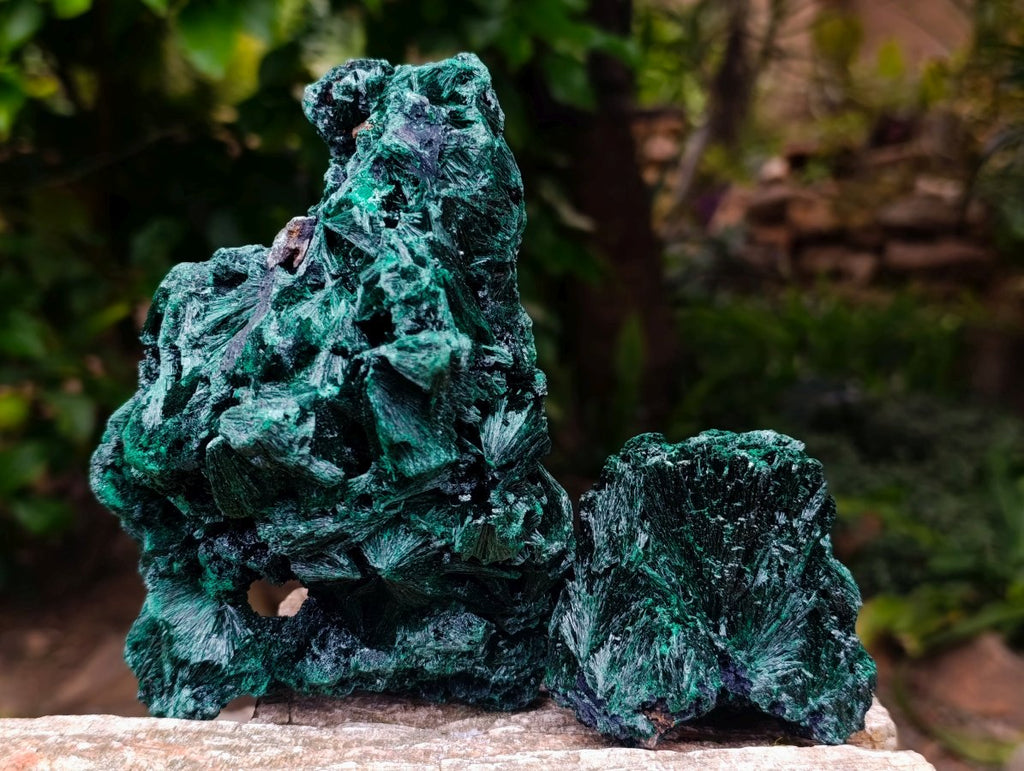 Natural Silky Malachite Specimens x 2 From Kasompe, Congo