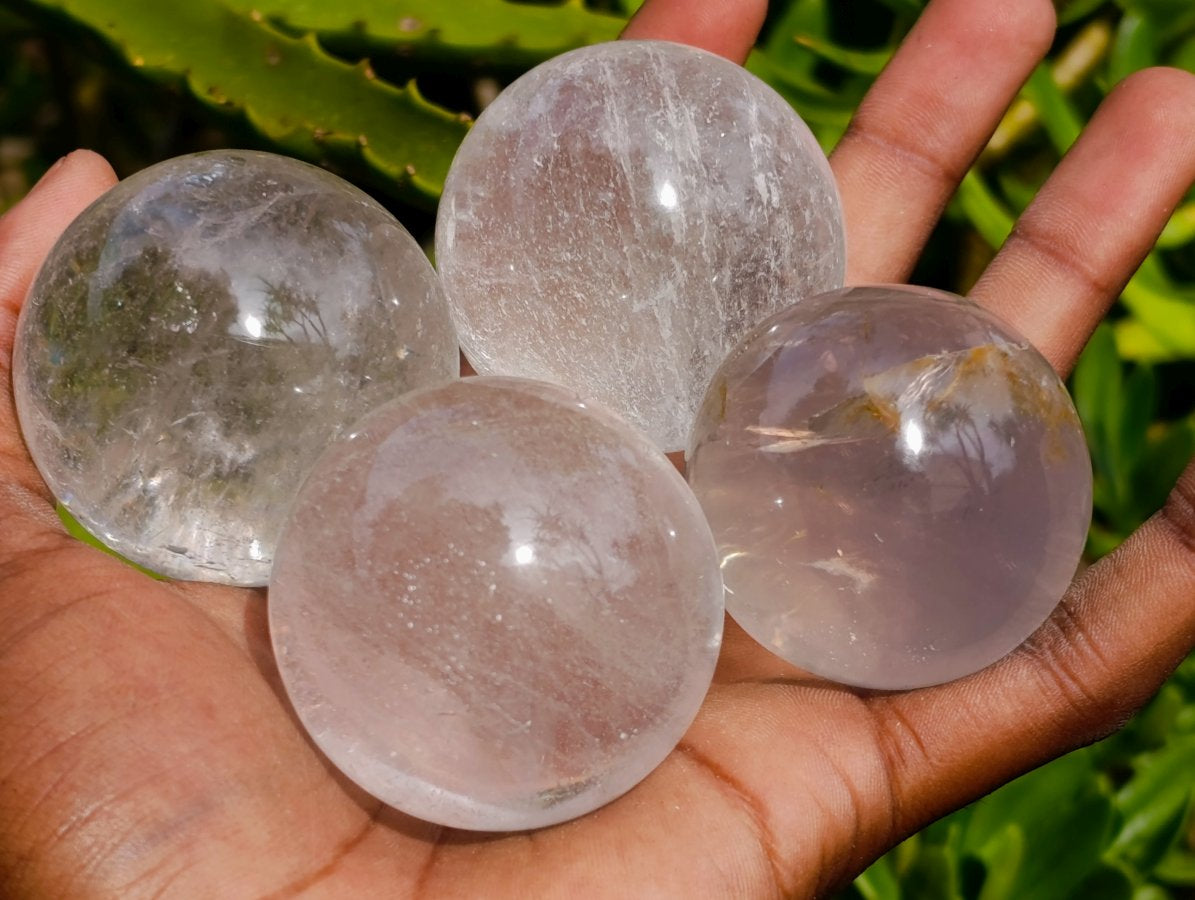 Polished Mixed Quartz Crystal Spheres x 12 From Madagascar