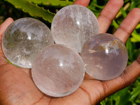 Polished Mixed Quartz Crystal Spheres x 12 From Madagascar