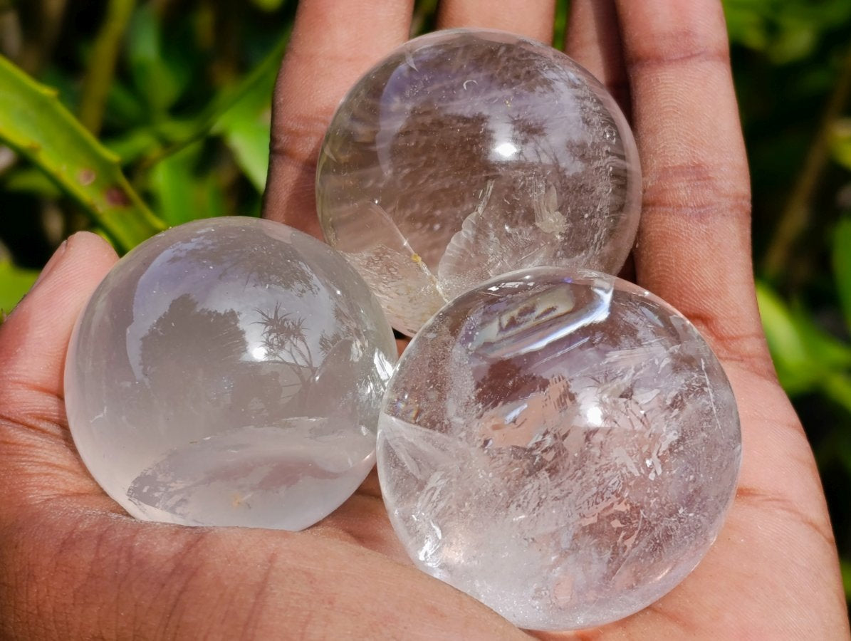 Polished Mixed Quartz Crystal Spheres x 12 From Madagascar