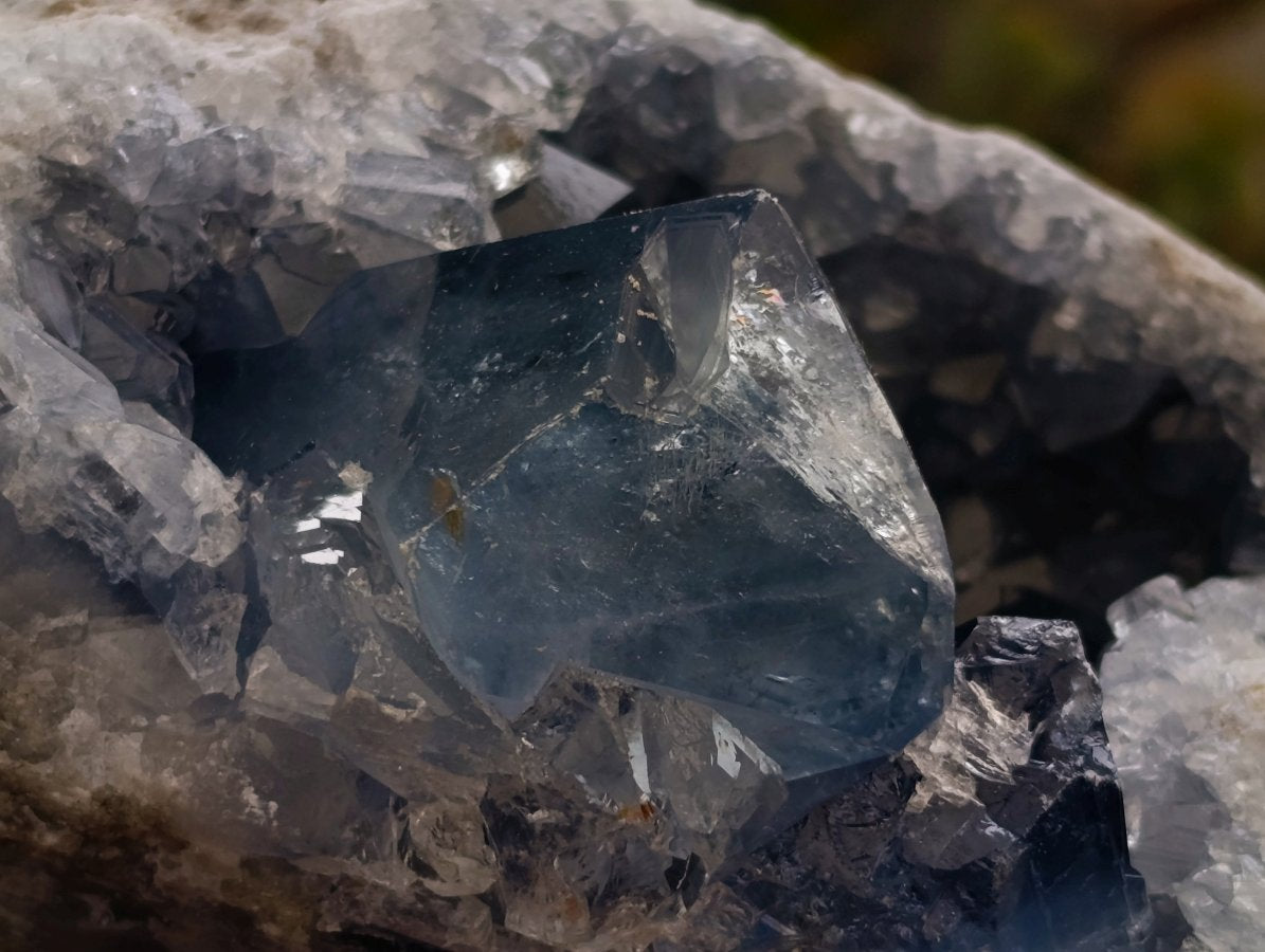 Natural Blue Celestite Geode Specimens x 2 From Sakoany, Madagascar