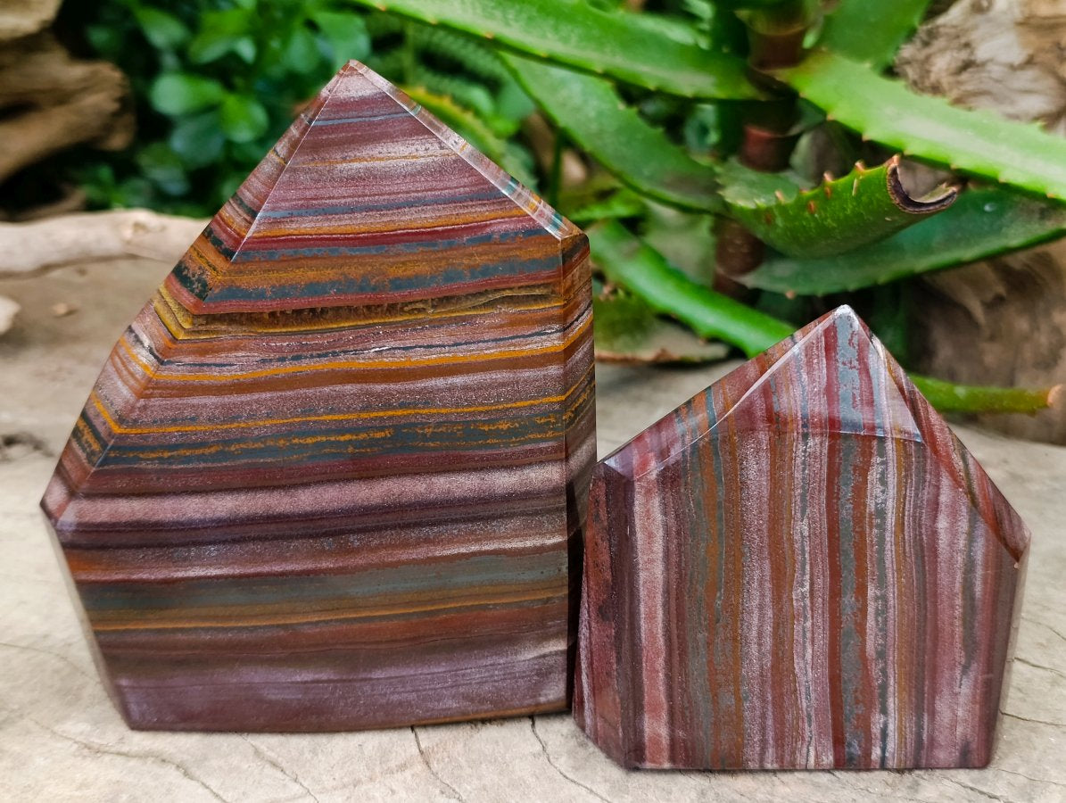 Polished Banded Tiger Iron Display Crystals x 3 From South Africa