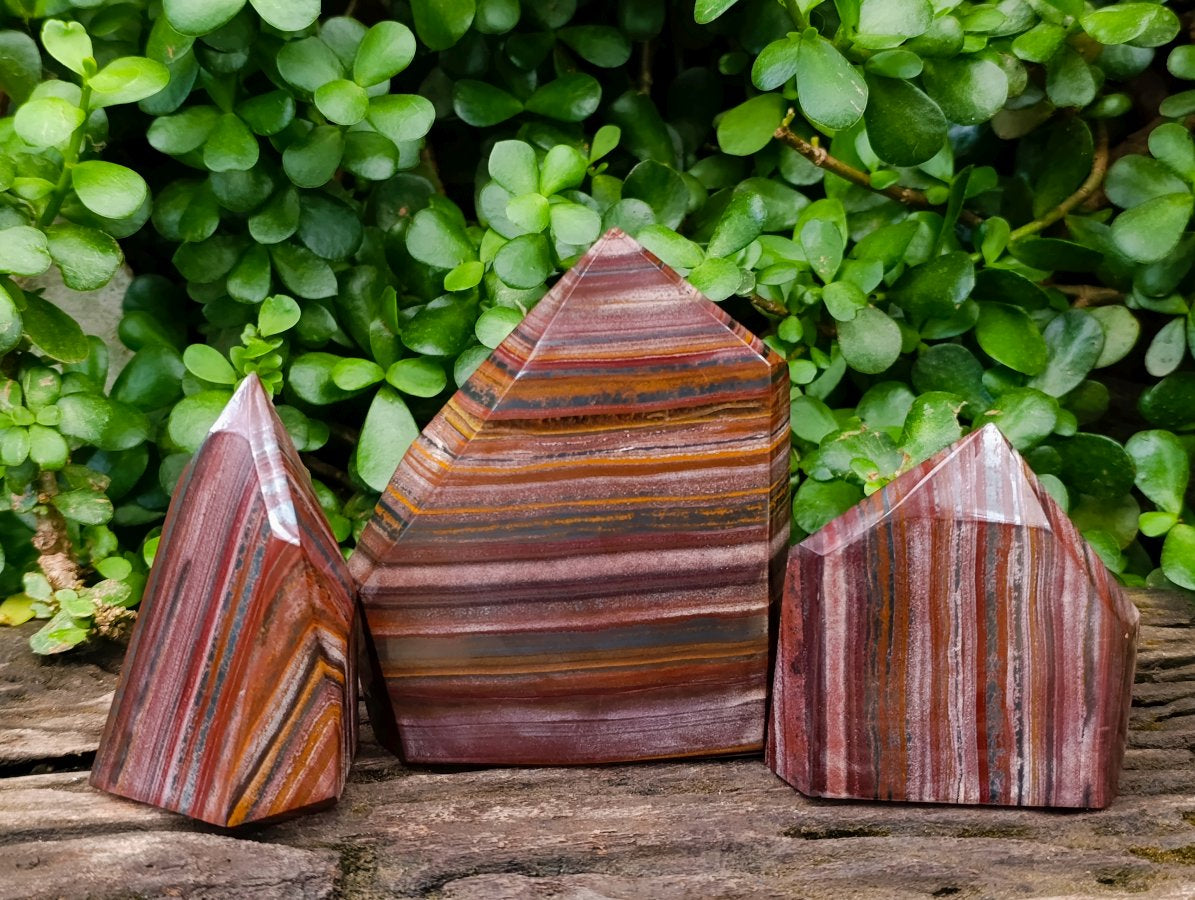 Polished Banded Tiger Iron Display Crystals x 3 From South Africa