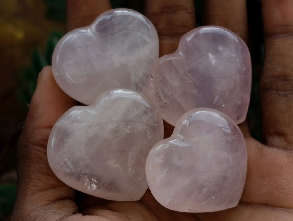 Polished Gemmy Rose Quartz Hearts x 20 From Madagascar