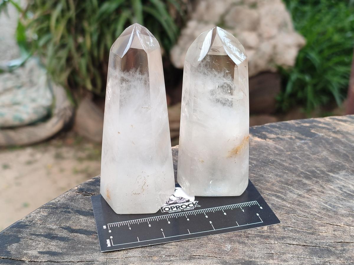 Polished Wispy Phantom Smokey Quartz Crystals x 6 From Madagascar