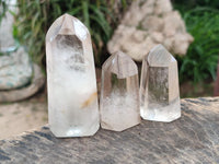 Polished Wispy Phantom Smokey Quartz Crystals x 6 From Madagascar