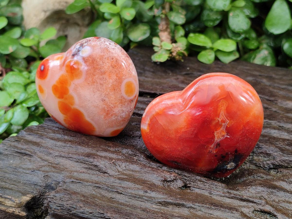 Polished Carnelian Agate Gemstone Hearts x 6 From Madagascar - Toprock Gemstones and Minerals 