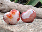 Polished Carnelian Agate Gemstone Hearts x 6 From Madagascar - Toprock Gemstones and Minerals 