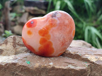 Polished Carnelian Agate Gemstone Hearts x 6 From Madagascar